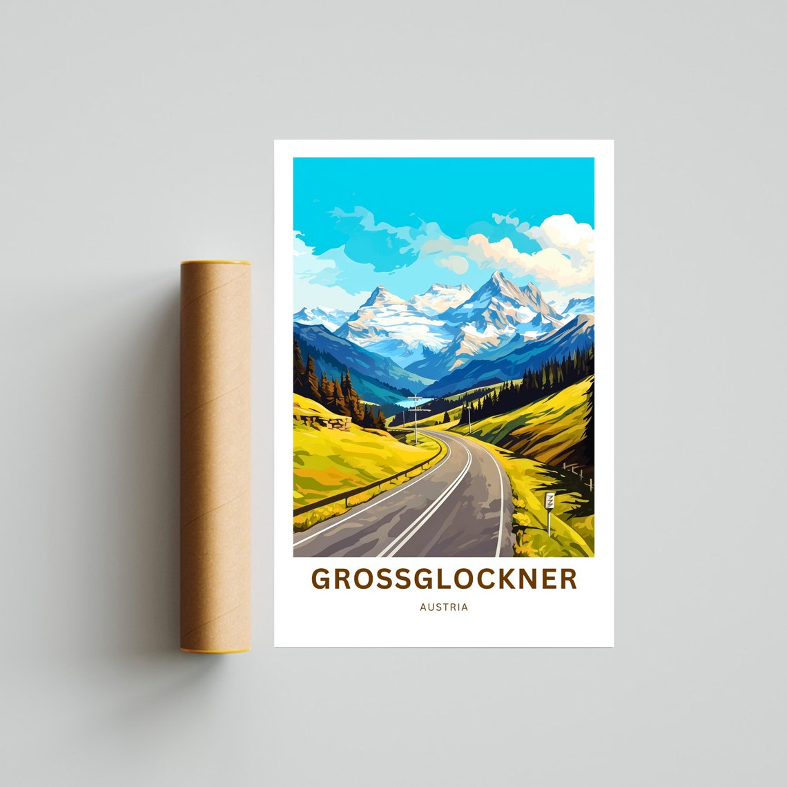 Grossglockner Austria Sunny Meadow Road Toward Snowy Peaks Poster - Image 4
