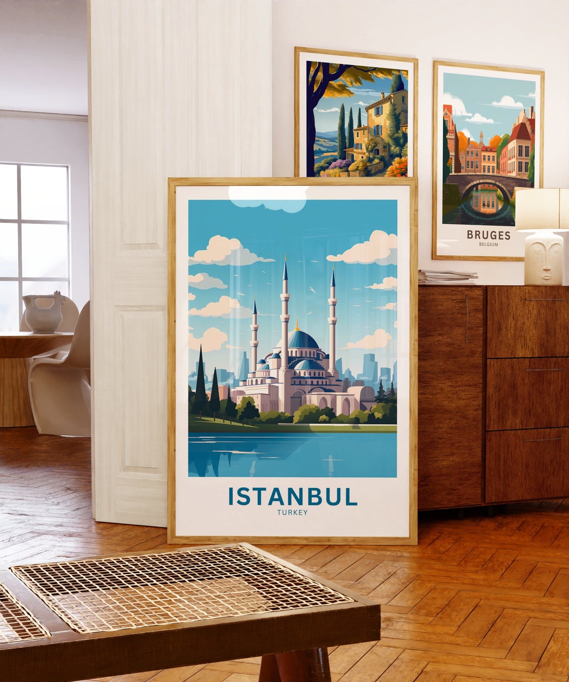 Istanbul Turkey Grand Mosque Domes Waterfront Serene Blue Poster - Image 5