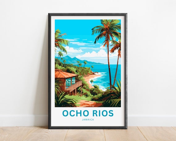 Ocho Rios Travel Print Ocho Rios Poster Jamaica Wall Art Framed Present Gift United States Present
