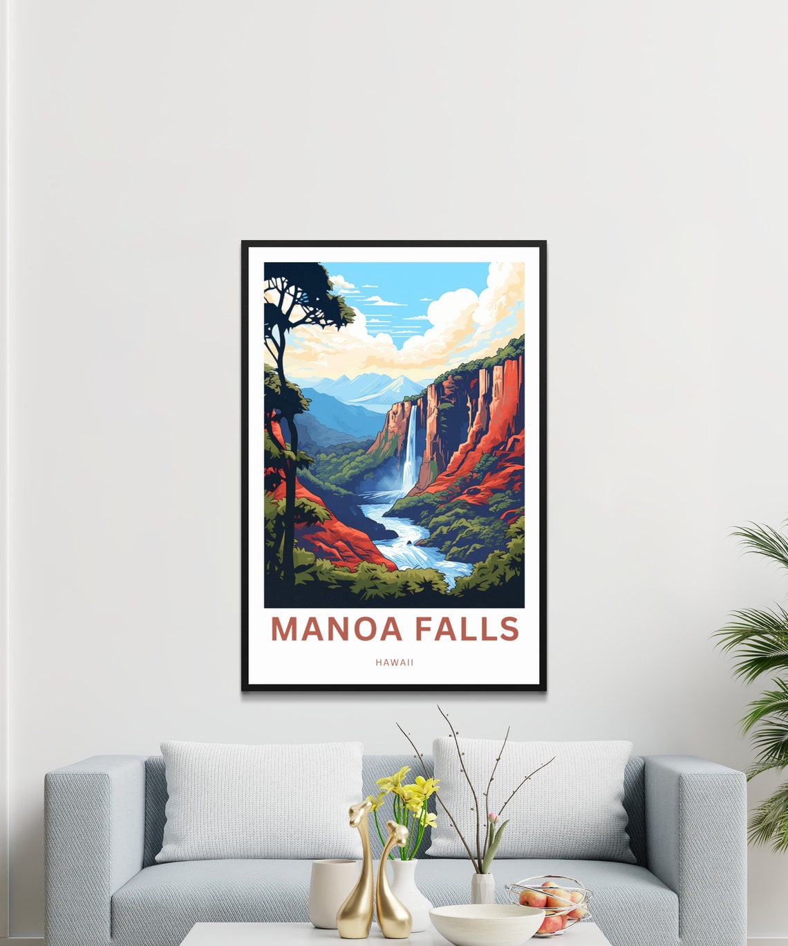 Manoa Falls Hawaii Waterfall Canyon Tropical Jungle Travel Poster - Image 3