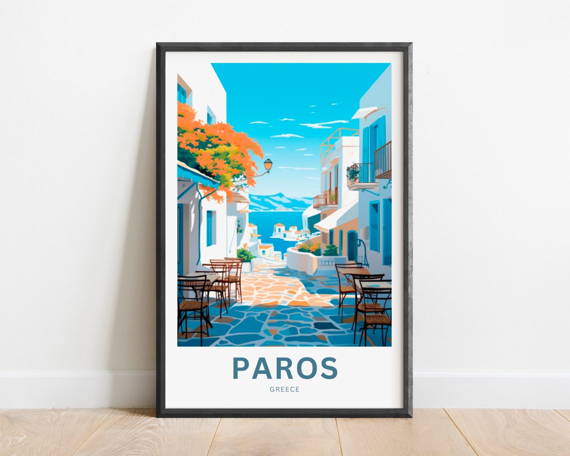 Paros Greece Whitewashed Alley Aegean Island Cyclades Travel Poster
