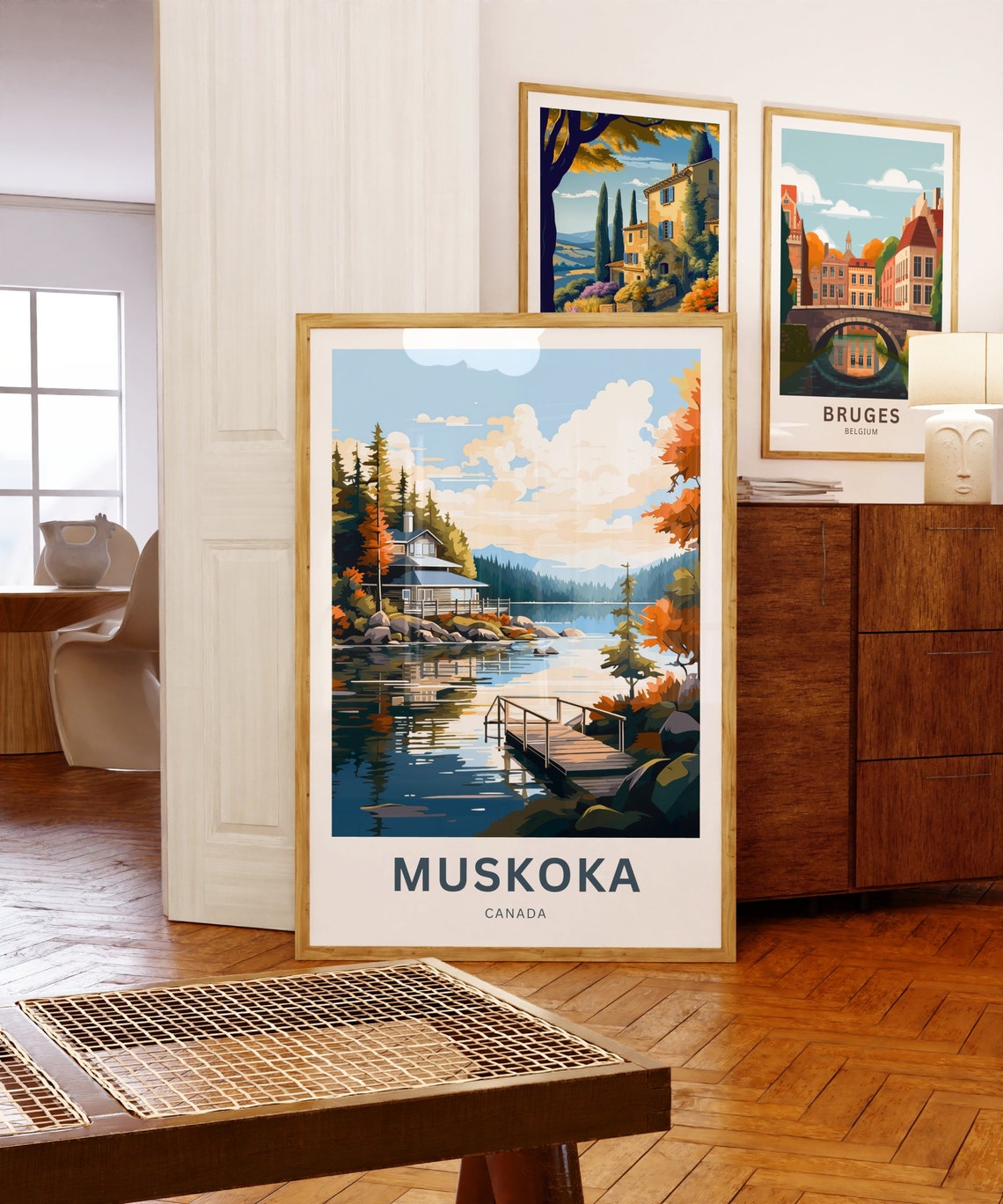 Muskoka Canada Autumn Lake Cottage Personalized Text Travel Poster - Image 5
