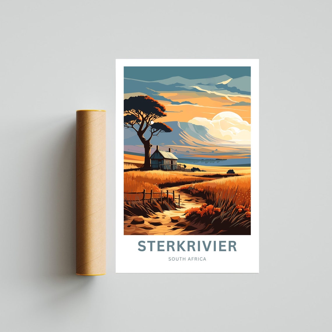 Personalized Sterkrivier South Africa Sunset Homestead Travel Poster - Image 4