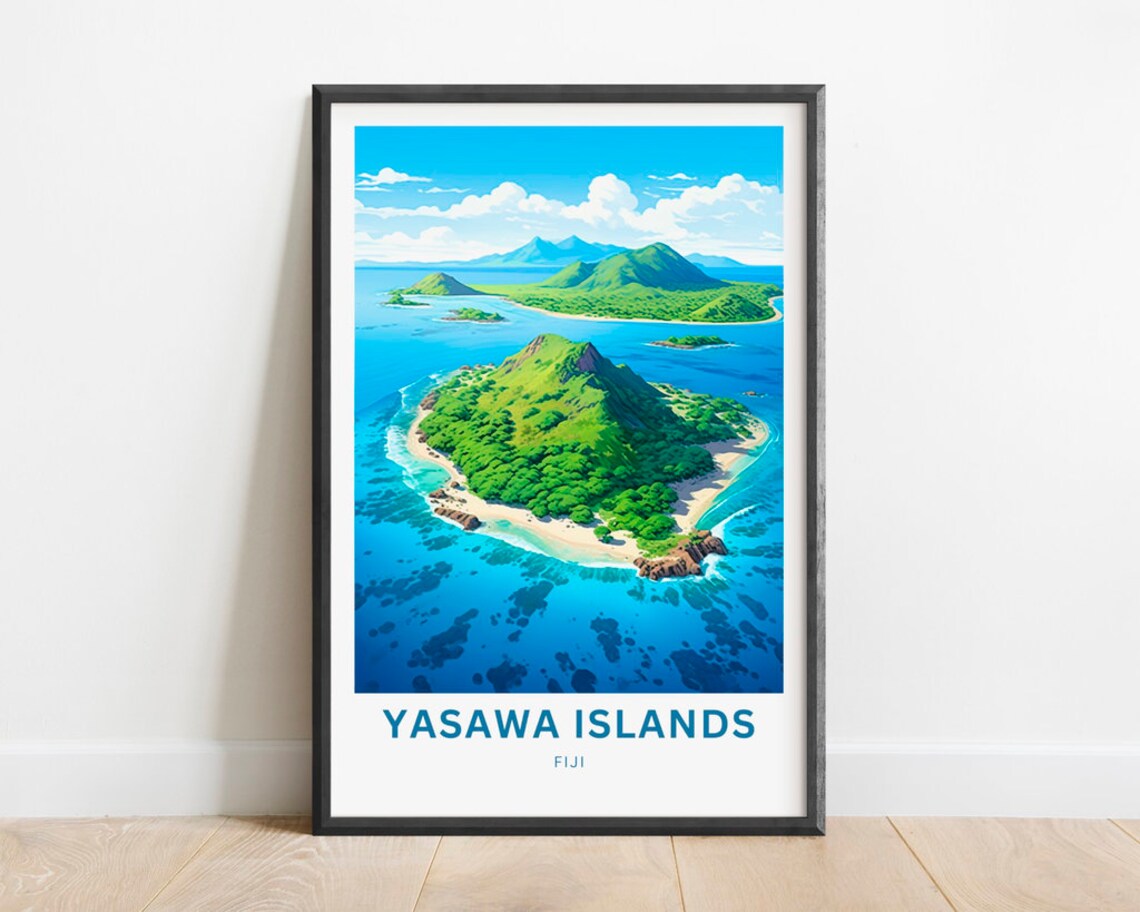Yasawa Islands Fiji Aerial Green Islands Coral Reef View Poster