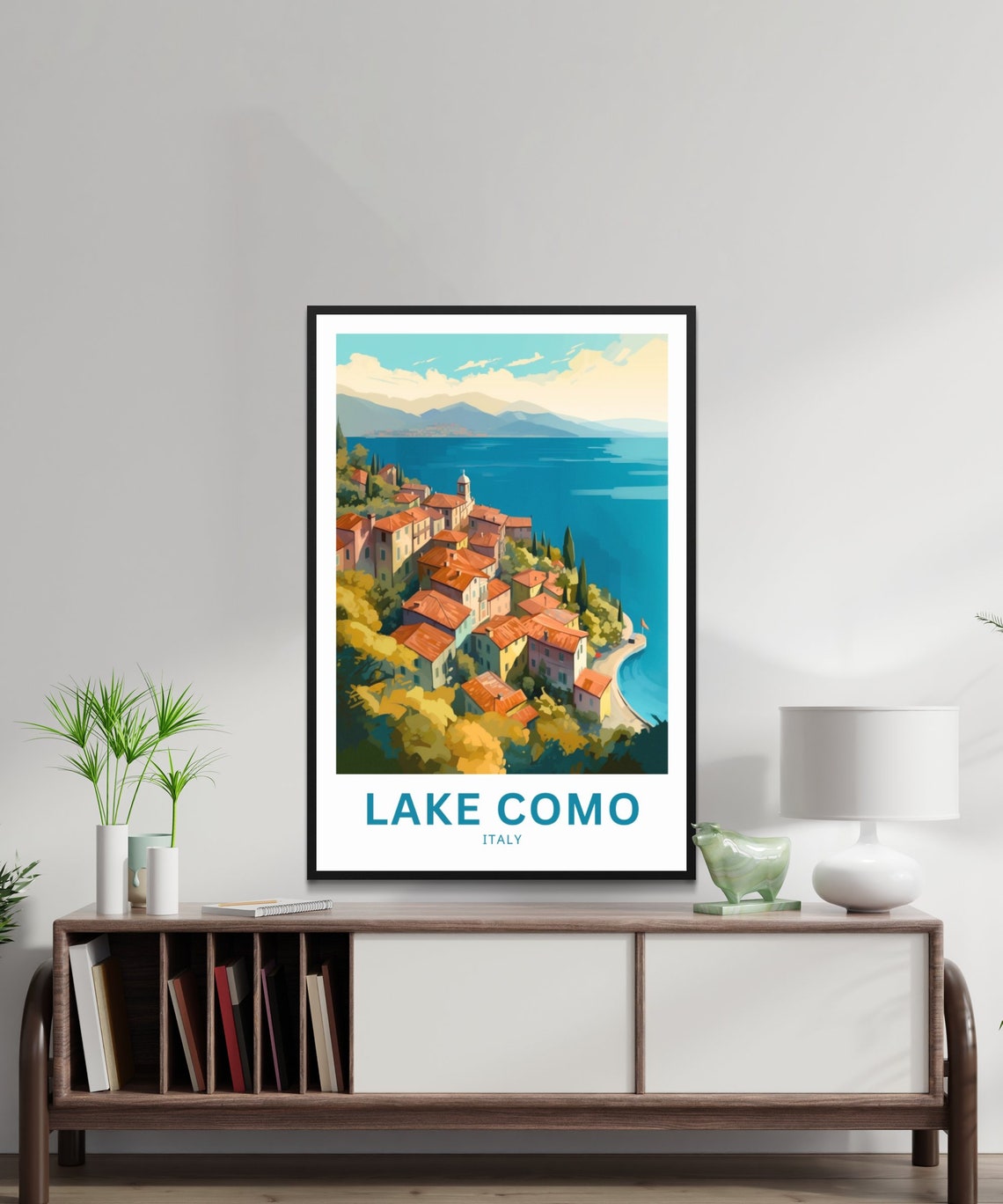 Lake Como Italy Lakeside Village Colorful Rooftops Travel Poster - Image 2