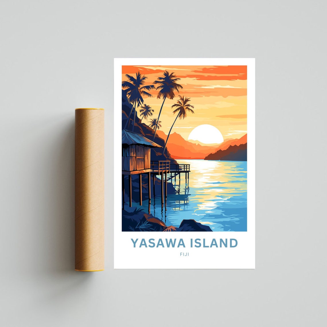 Yasawa Island Fiji Personalized Sunset Overwater Bungalow Poster - Image 4