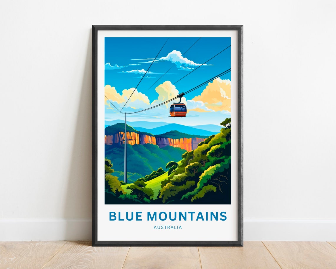 Blue Mountains Australia Scenic Cable Car Ridgeline View Poster