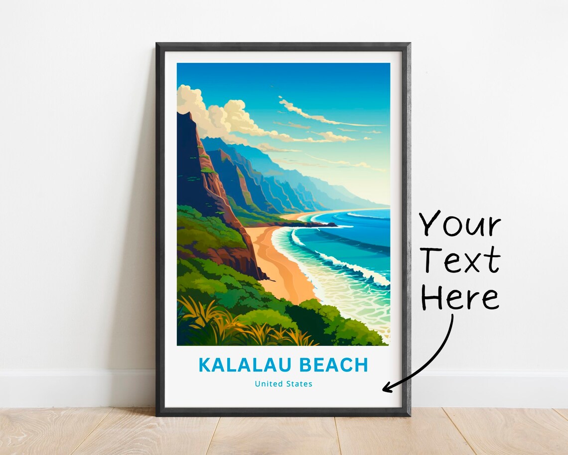 Kalalau Beach United States Dramatic Sea Cliffs Travel Poster