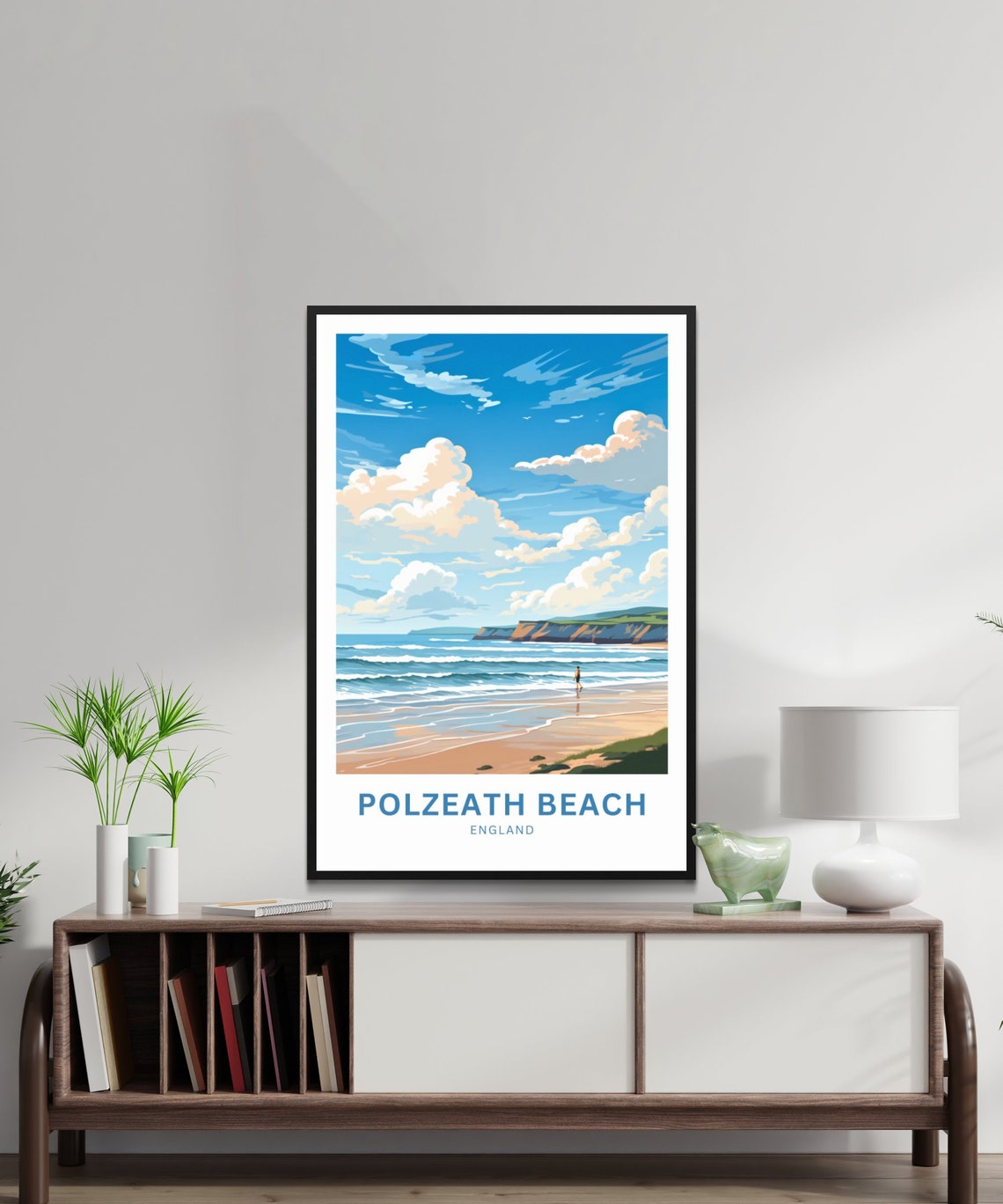 Polzeath Beach England Surf Waves Cliffs Personalized Travel Poster - Image 2