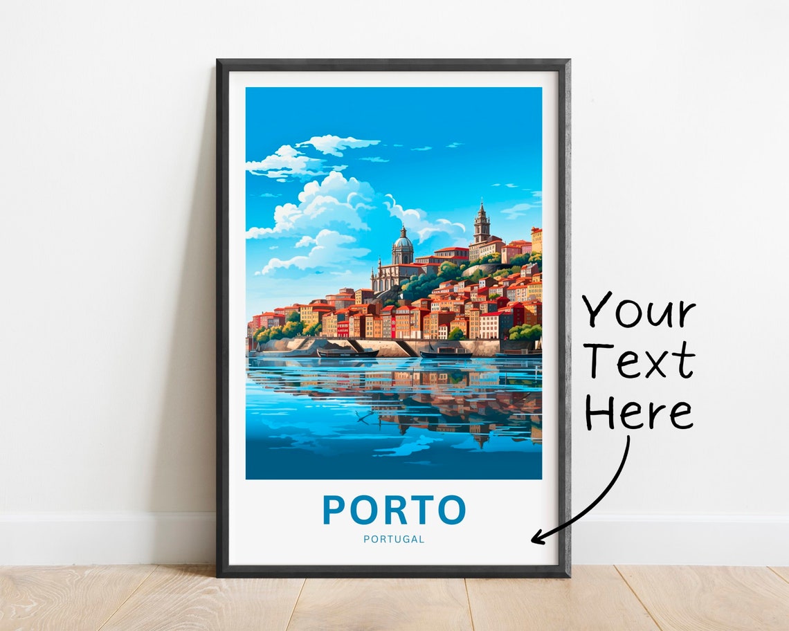 Personalized Porto Portugal Riverfront Old Town View Gift Poster