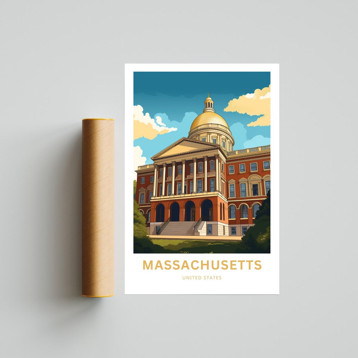Massachusetts State House Golden Dome Personalized Travel Poster - Image 4