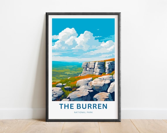The Burren National Park Limestone Cliffs Green Valley Landscape Poster