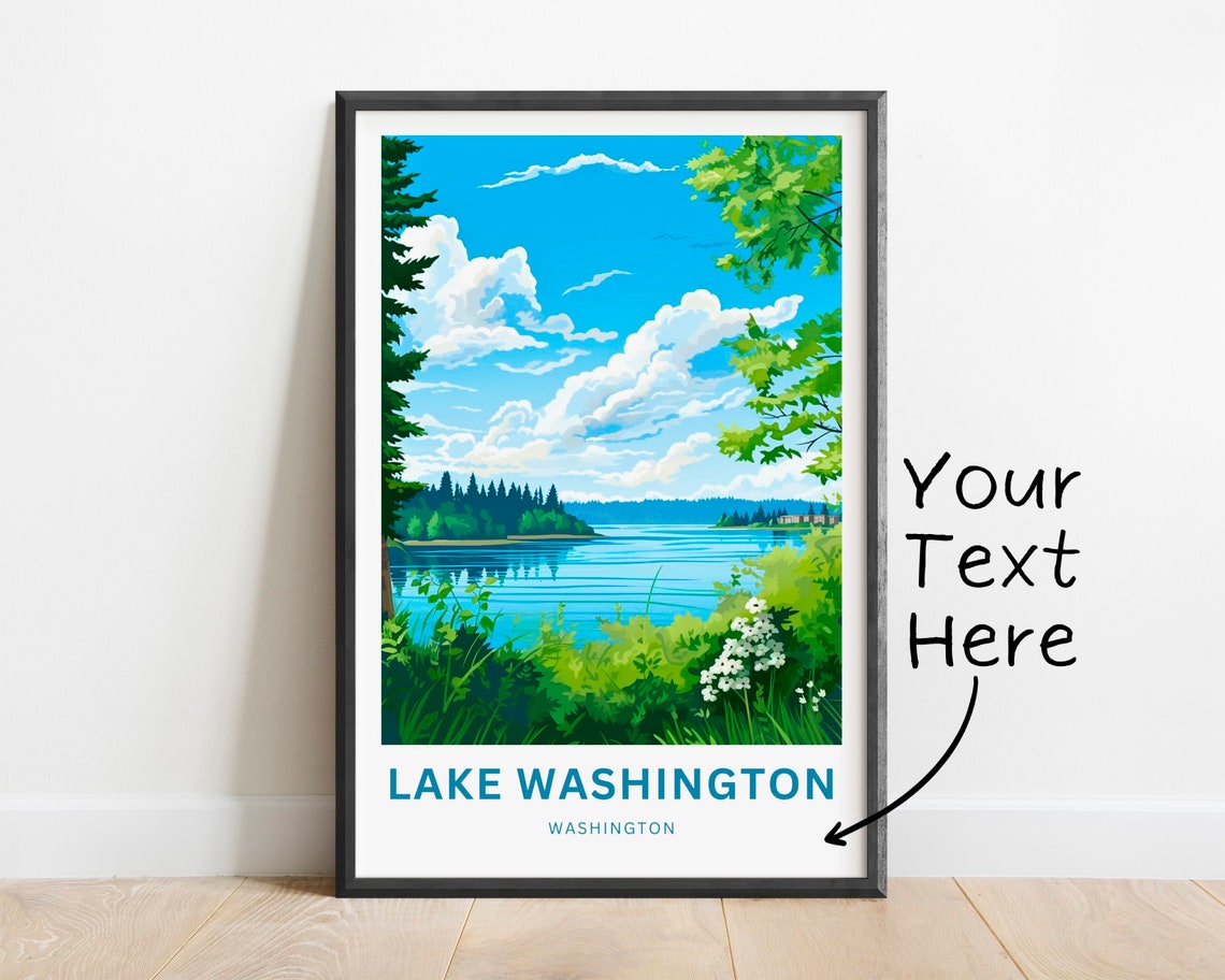 Lake Washington Personalized Shoreline Wildflower Lake Poster
