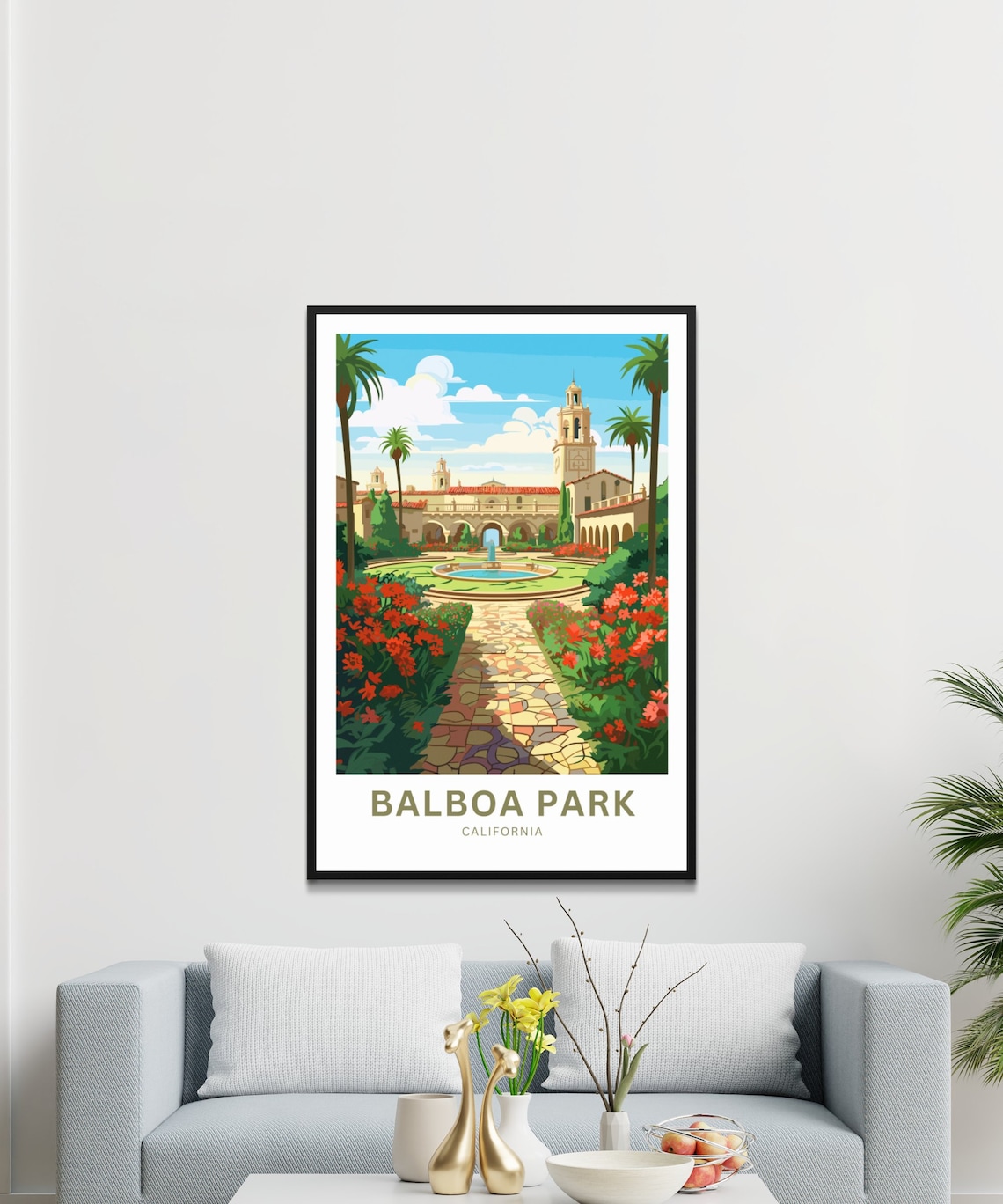 Balboa Park California Spanish Fountain Garden Travel Poster - Image 3