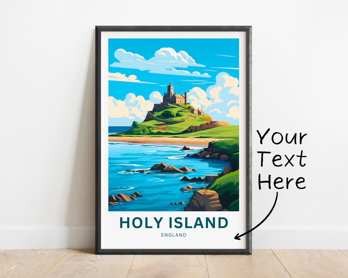 Holy Island England Custom Castle Coastal View Travel Poster