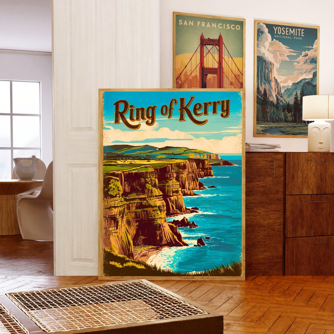 Ring of Kerry Ireland Golden Cliffs Turquoise Sea Vintage Art Poster - Image 5