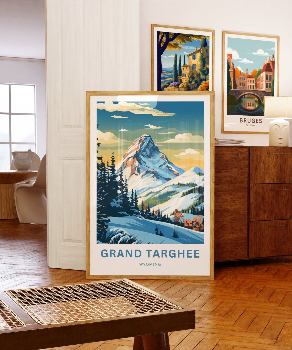 Grand Targhee Wyoming Travel Poster with Snowy Ski Slopes and Peaks - Image 5