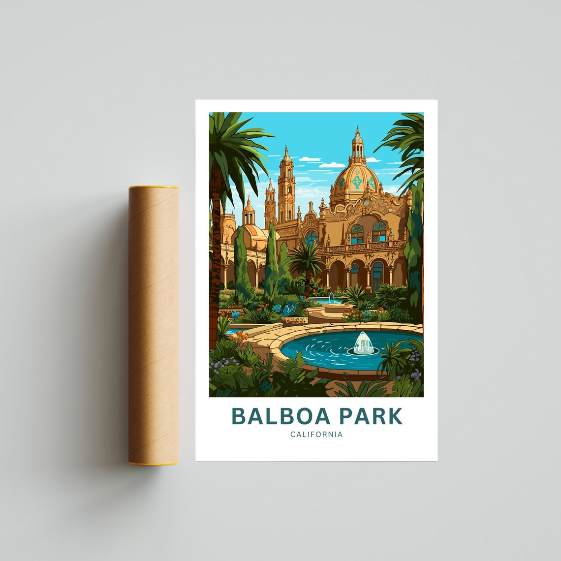 Personalized Balboa Park California Grand Fountain Courtyard Poster - Image 4