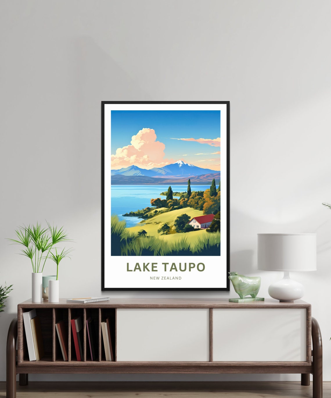 Lake Taupo Travel Print Lake Taupo Poster New Zealand Wall Art Framed Present Gift New Zealand Present - Image 2