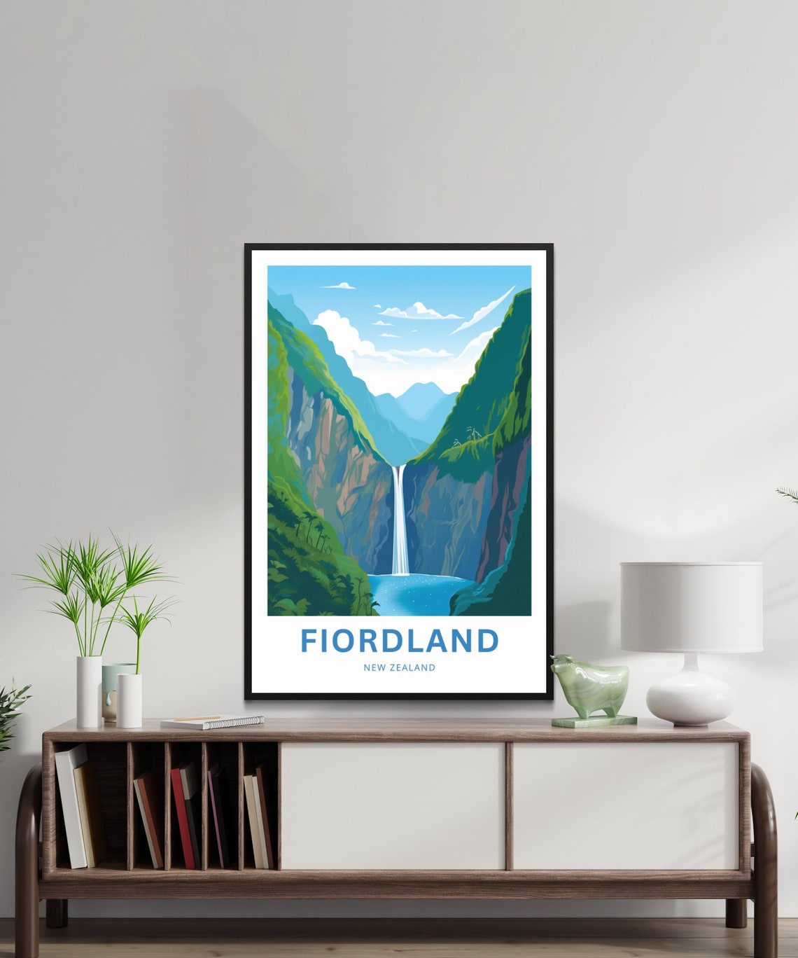 Fiordland Personalized New Zealand Tall Waterfall Gorge Poster - Image 2