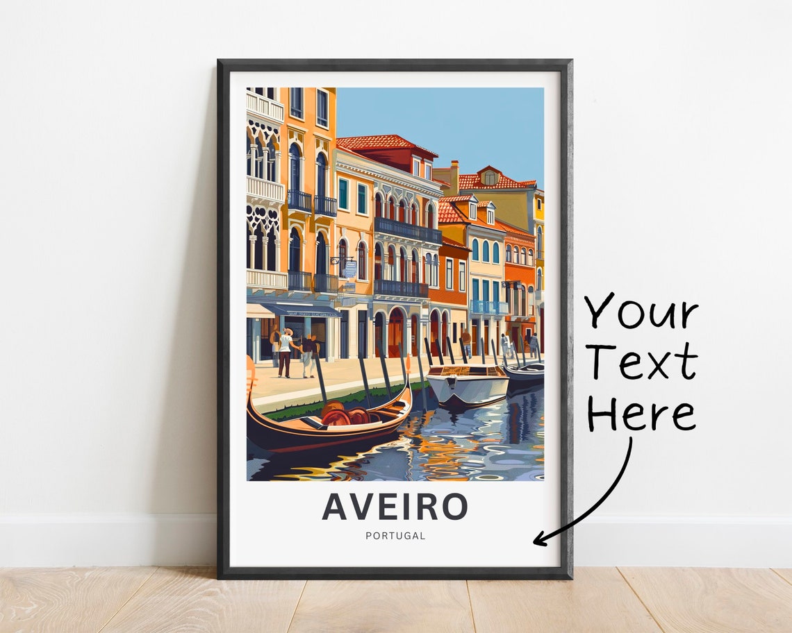 Personalized Aveiro Portugal Gondola Canal Custom Text Travel Poster