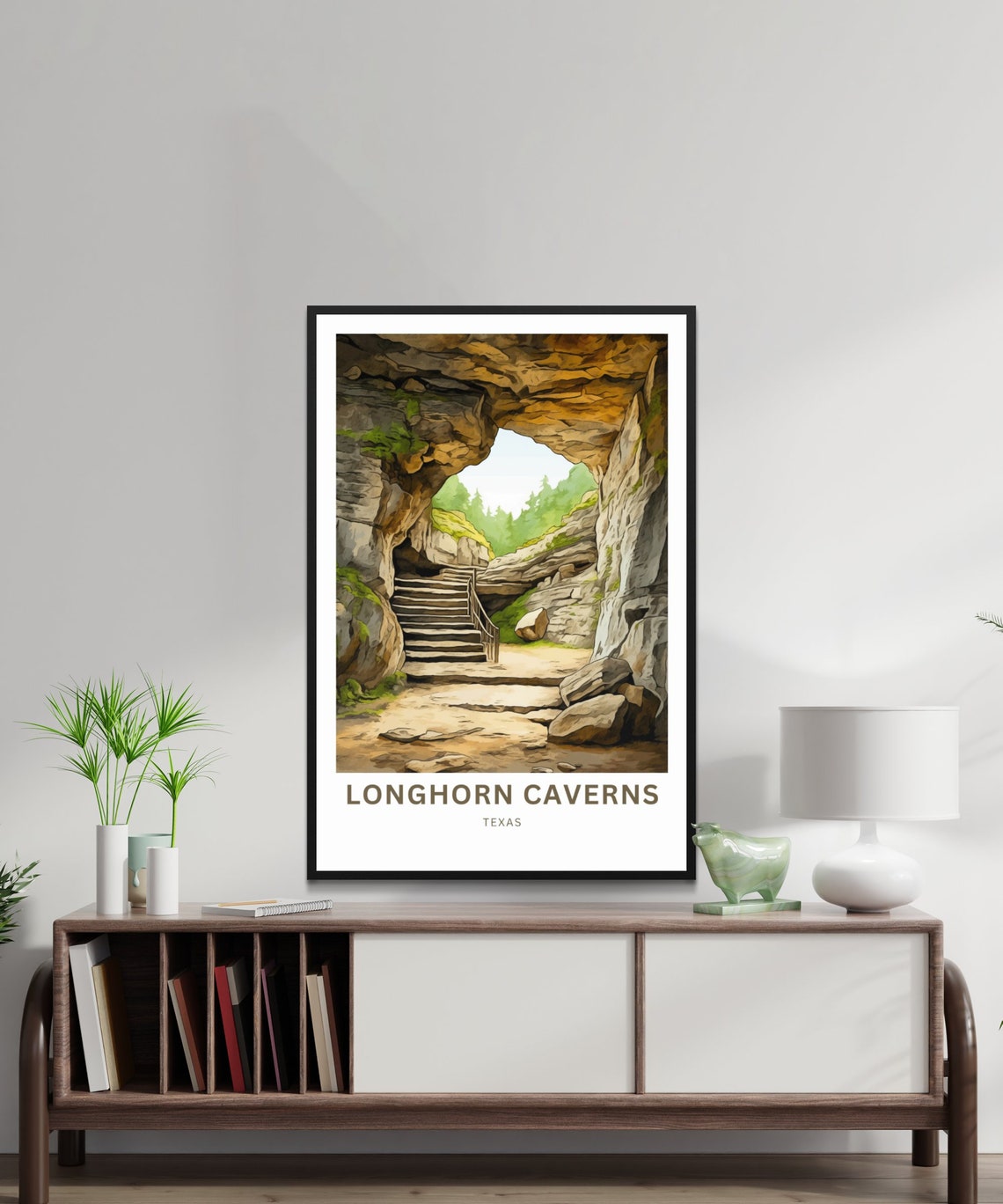 Personalized Longhorn Caverns Texas Cave Entrance Stairs Poster - Image 2