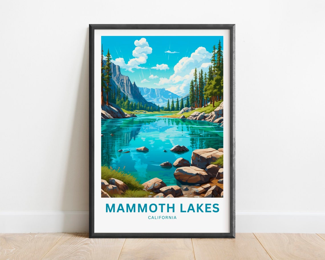Scenic Mammoth Lakes California Mountain Valley Lake Travel Poster