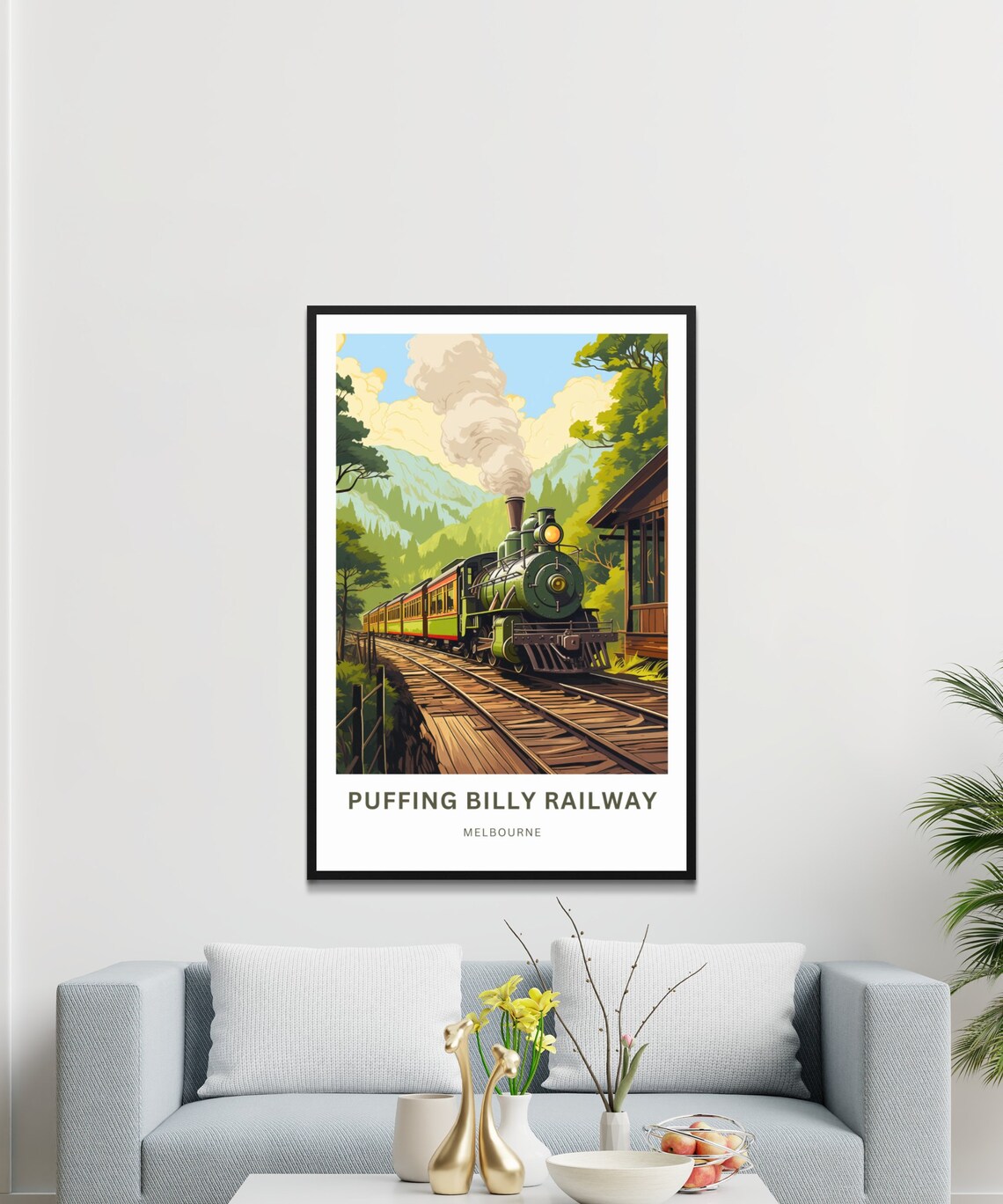 Puffing Billy Railway Melbourne Green Steam Locomotive Station Poster - Image 3