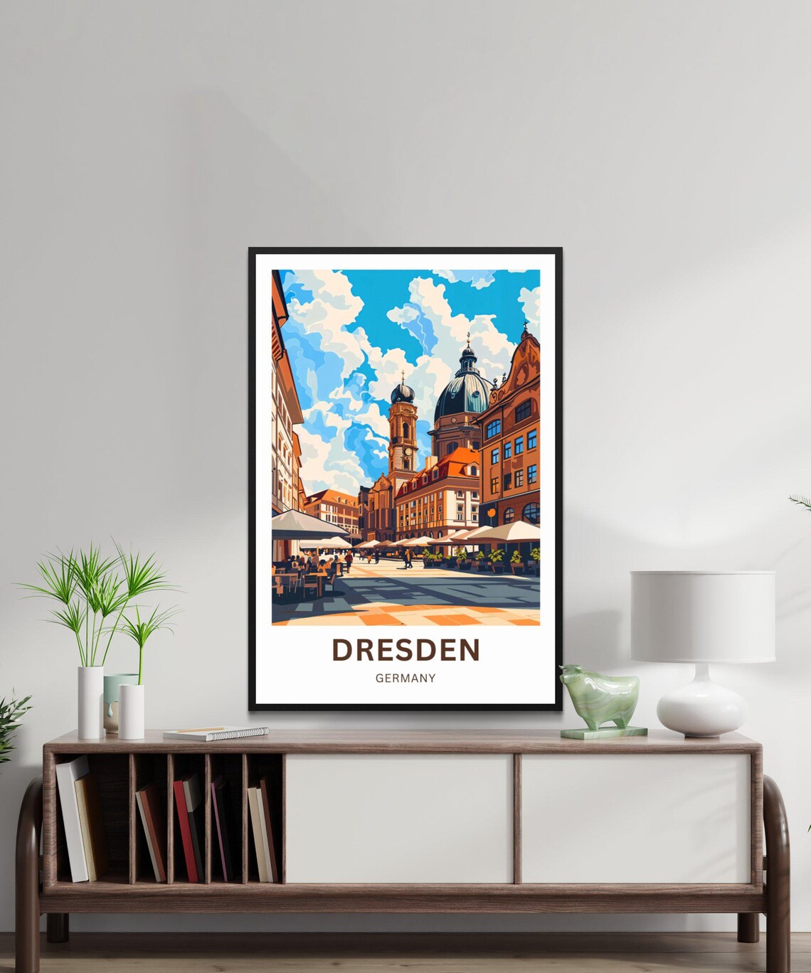Dresden Germany Historic Old Town Square Colorful Travel Poster - Image 3