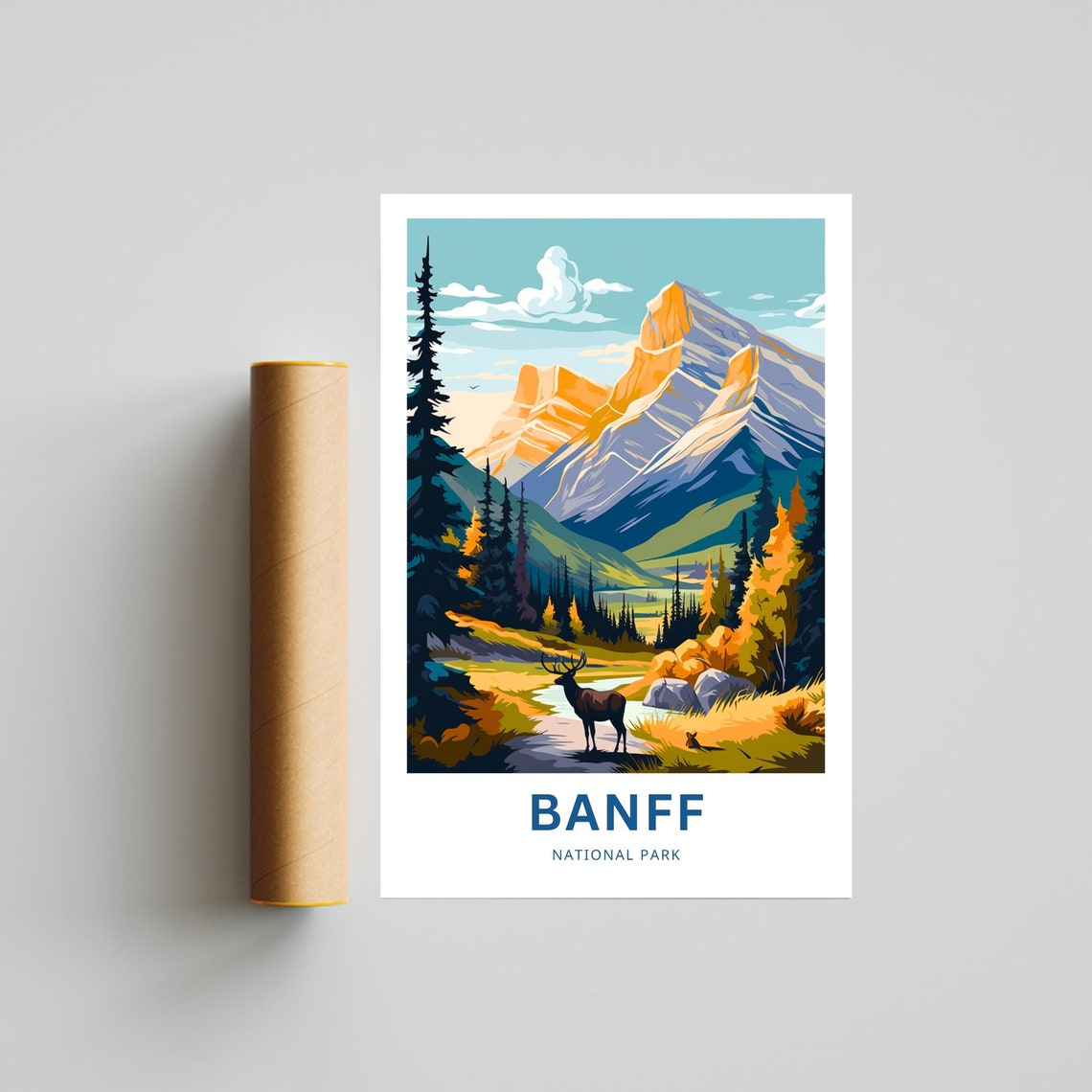 Personalized Banff National Park Elk Meadow Custom Text Poster - Image 4