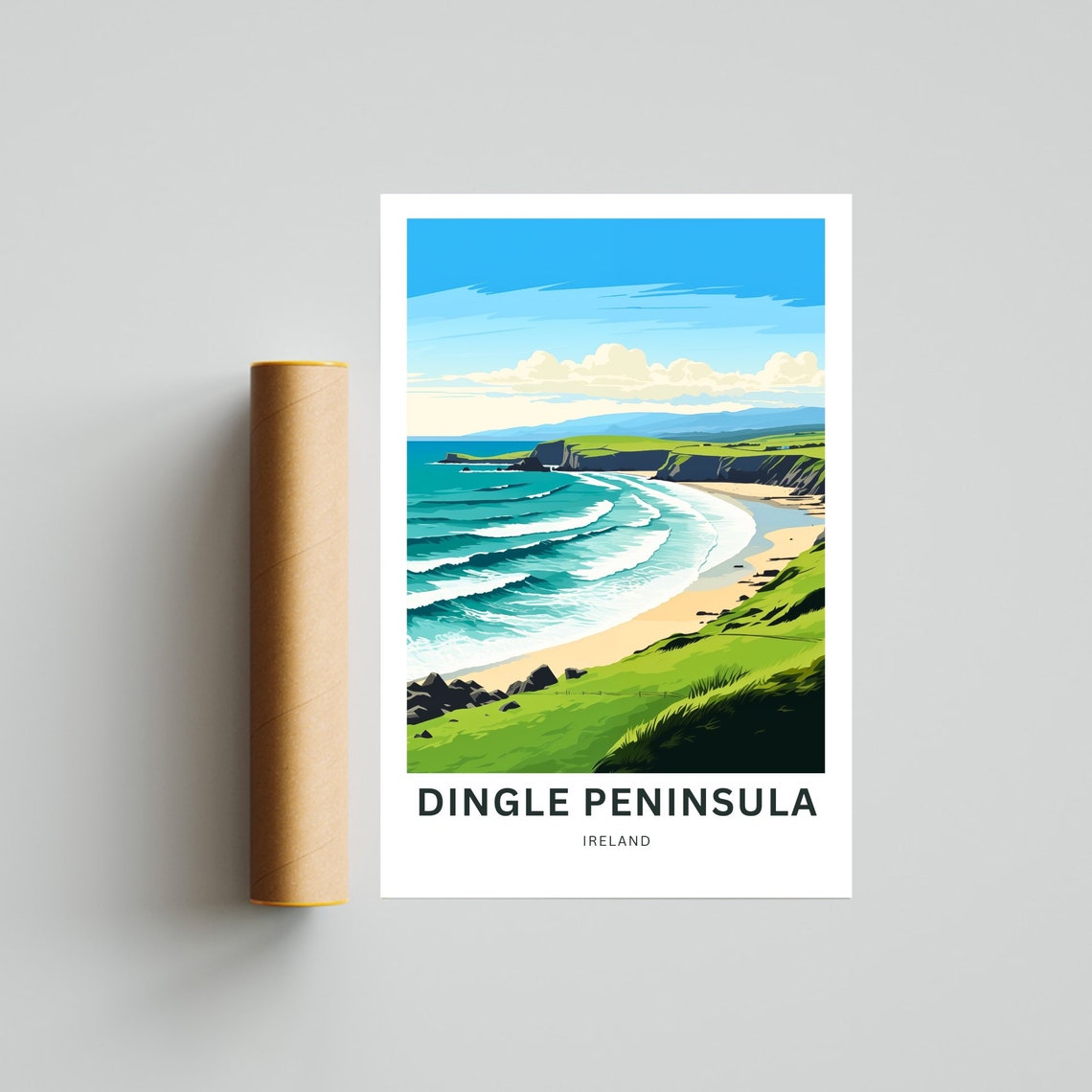 Dingle Peninsula Ireland Personalized Sandy Bay Cliffs Travel Poster - Image 4