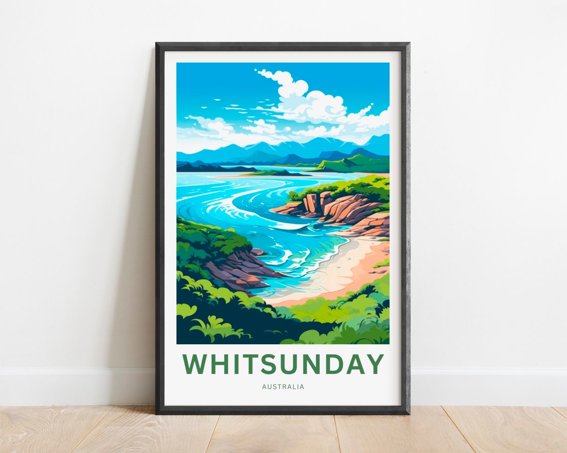 Whitsunday Australia Tropical Coast Beach Vintage Travel Poster