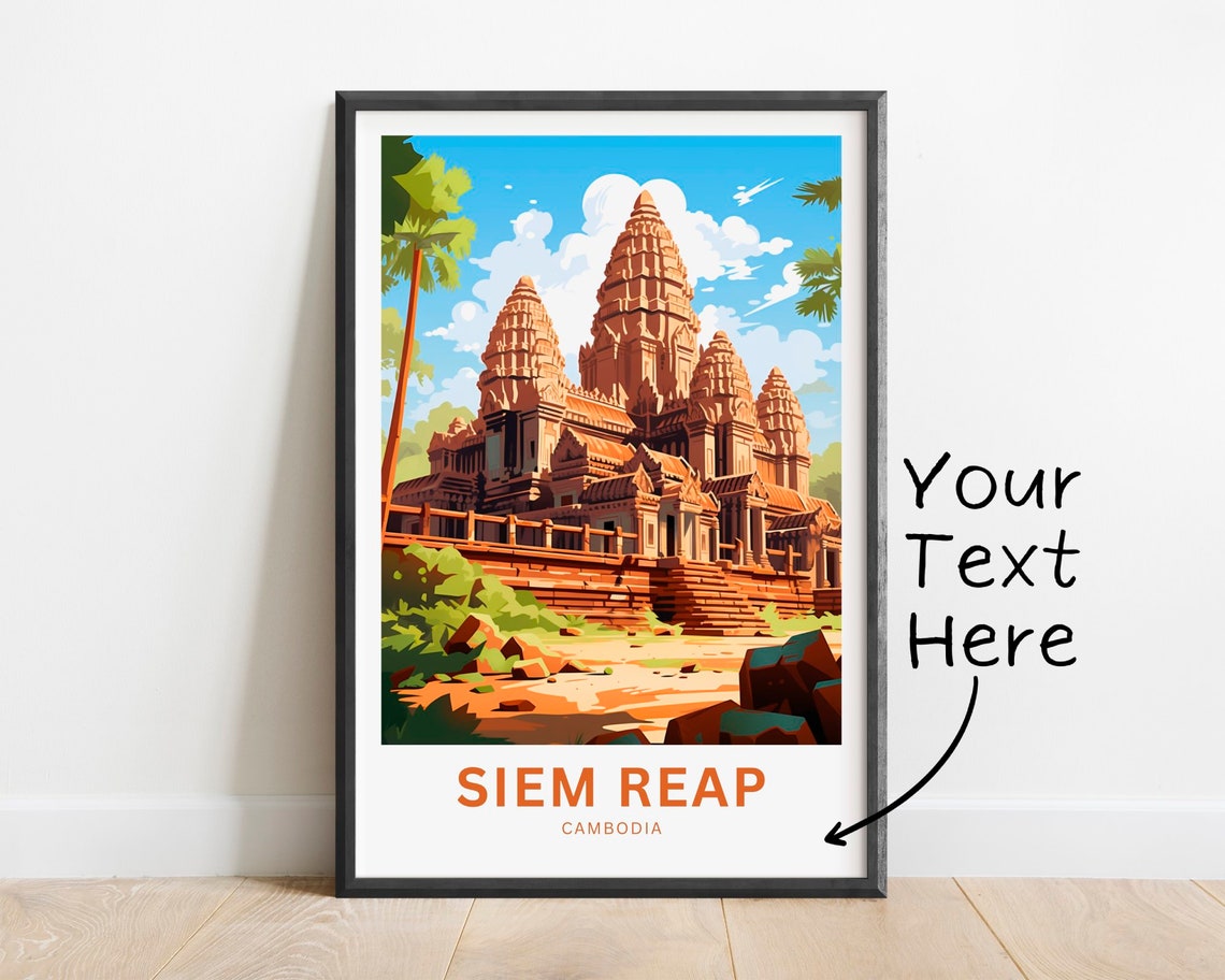Siem Reap Cambodia Personalized Angkor Wat Temple Towers Travel Poster