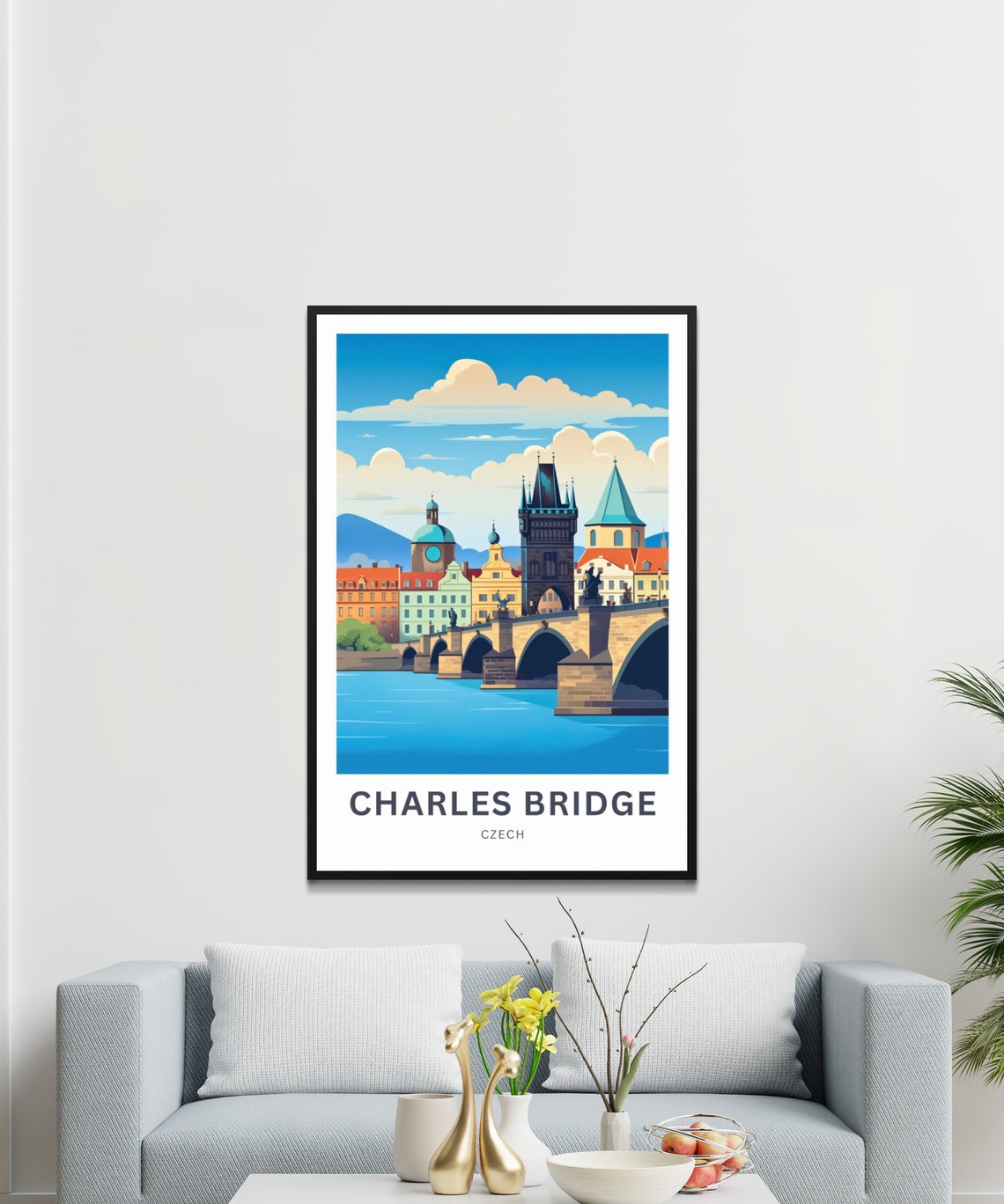 Personalized Charles Bridge Prague Gothic Towers River Poster - Image 2
