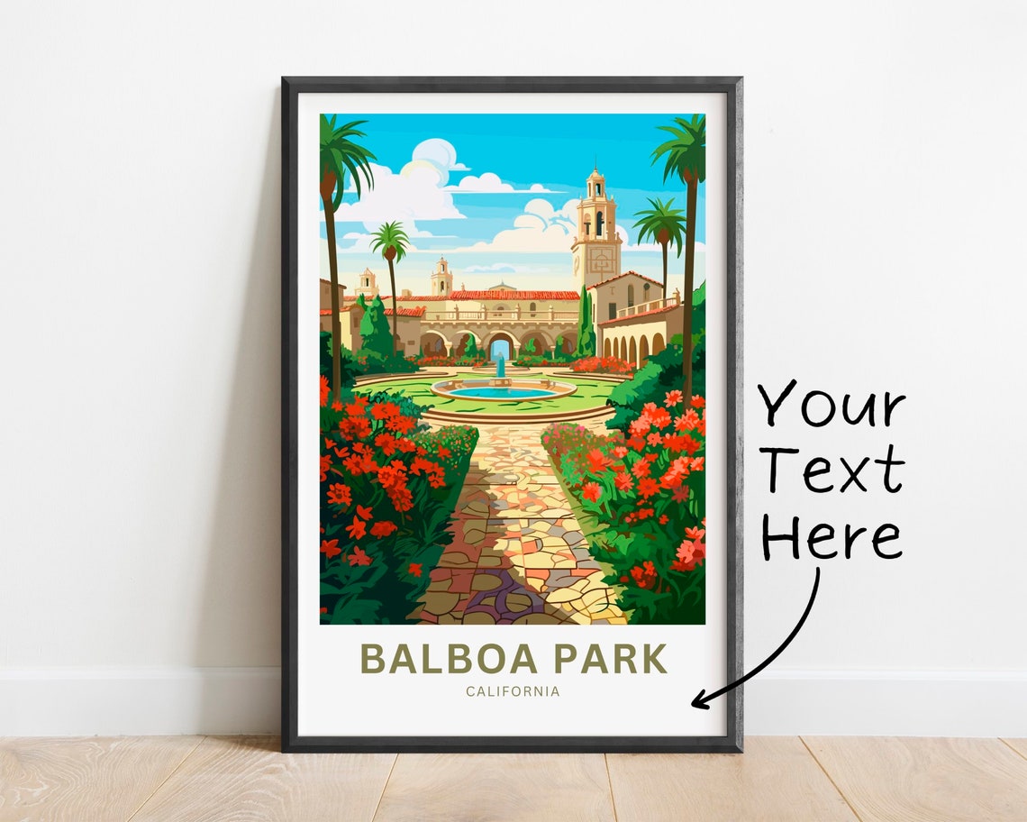 Personalized Balboa Park California Spanish Garden Fountain Poster