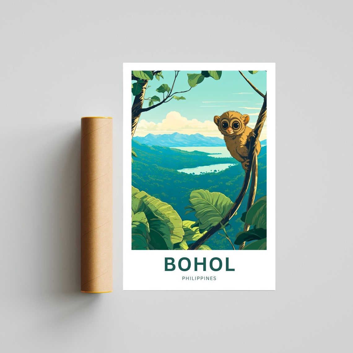 Personalized Bohol Tarsier Jungle Valley Philippines Travel Poster - Image 4