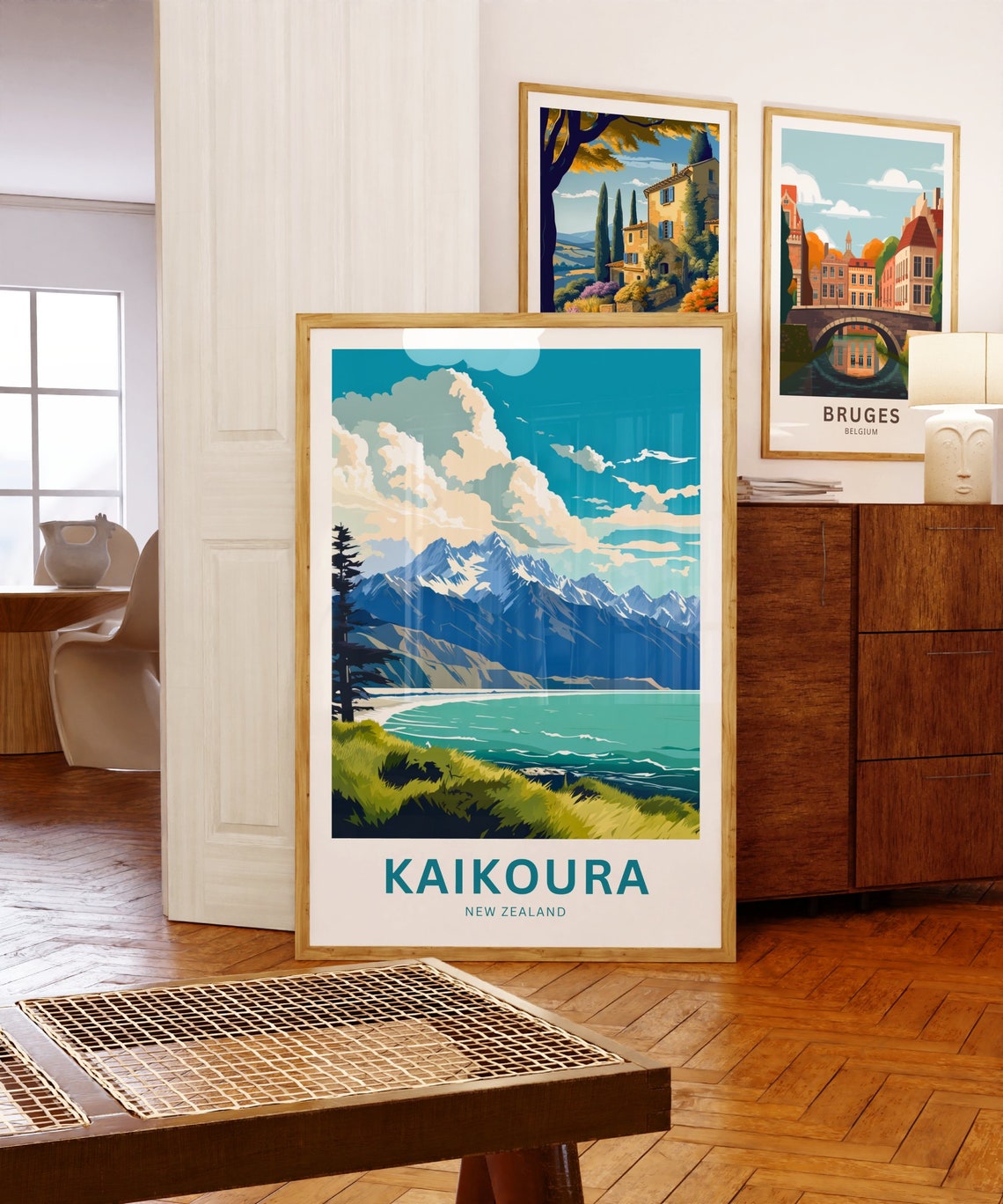 Personalized Kaikoura New Zealand Snowy Peaks Bay Travel Poster - Image 5