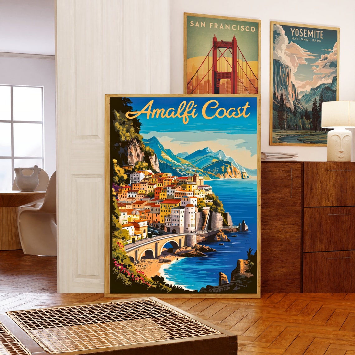 Amalfi Coast Italy Coastal Town Harbor Vintage Travel Poster - Image 5