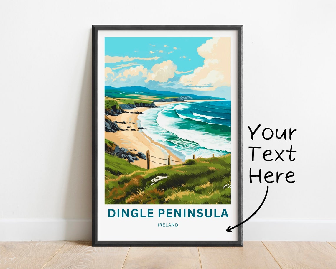 Dingle Peninsula Ireland Personalized Rocky Beach Travel Poster