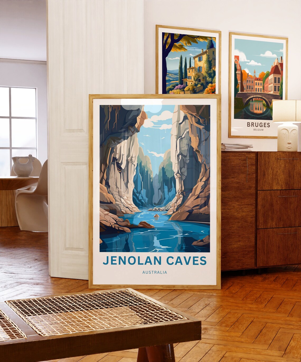 Jenolan Caves Australia Narrow Canyon Blue Water Cliffs Travel Poster - Image 5