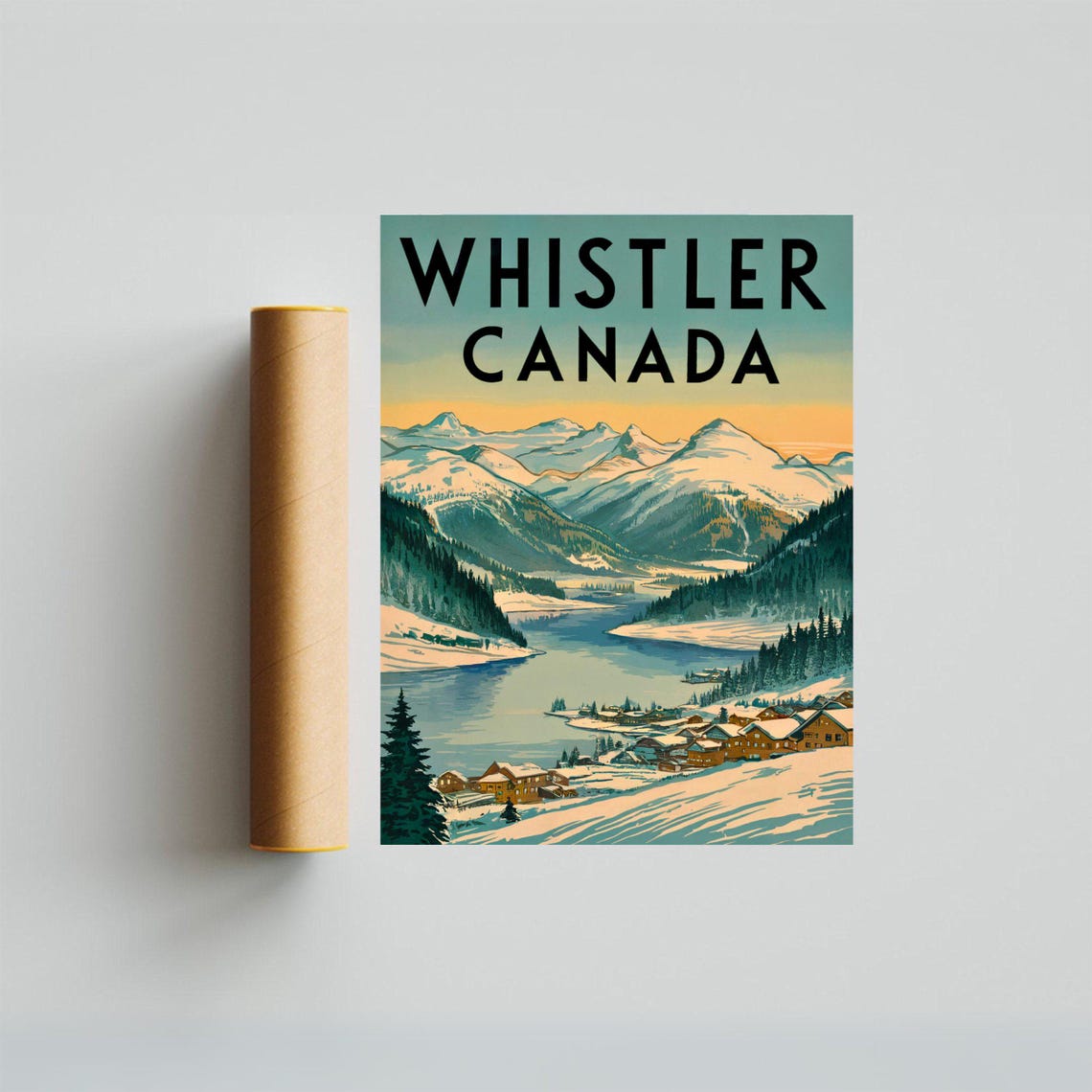 Whistler Canada Snowy Alpine Village Lake Vintage Travel Poster - Image 2