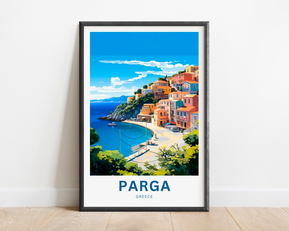 Parga Greece Beach Bay Seaside Travel Poster Sunny Coastal Decor Gift