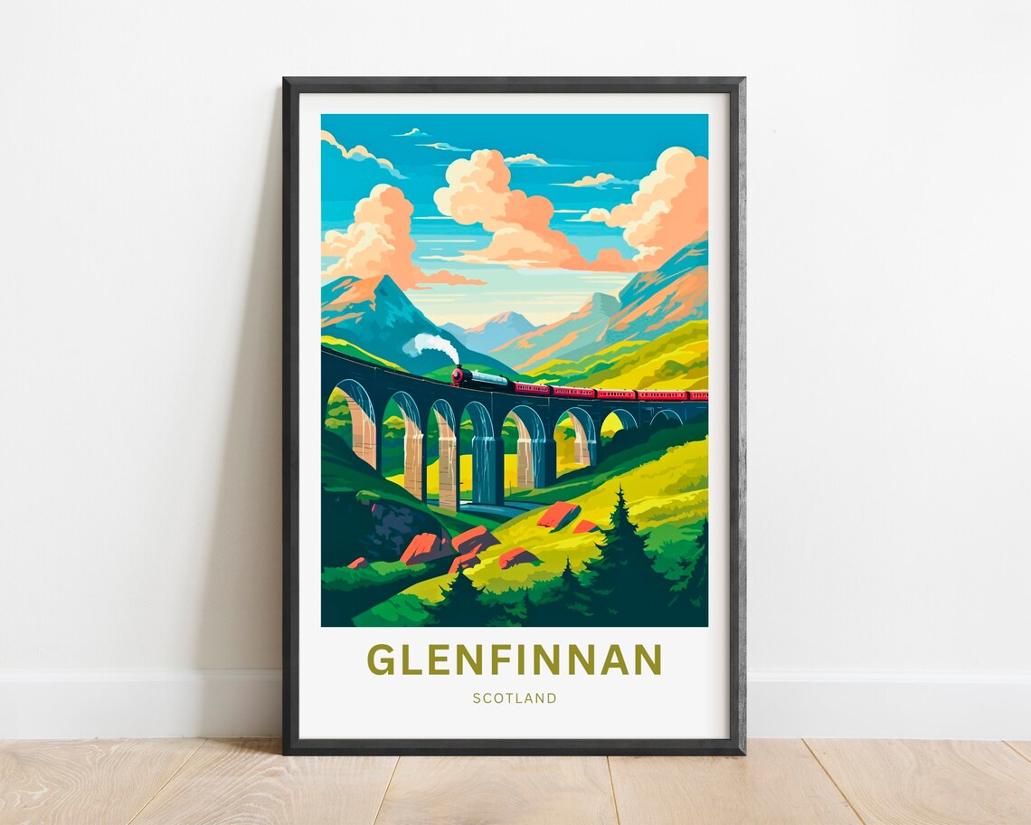 Glenfinnan Travel Poster, Scottish Landscape Print