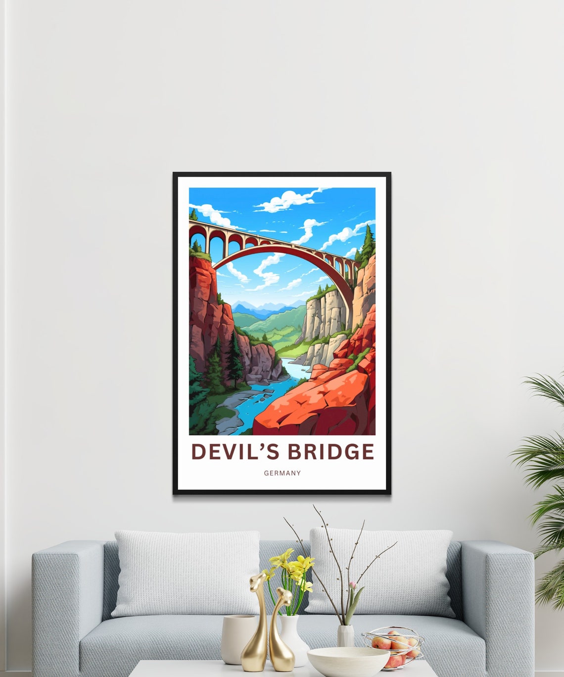 Devil's Bridge Germany Stone Viaduct Canyon River Travel Poster - Image 3