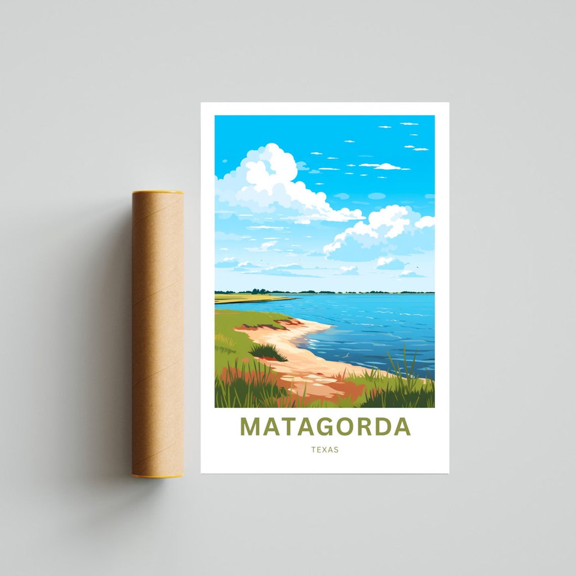 Personalized Matagorda Texas Gulf Coast Shoreline Travel Poster - Image 4