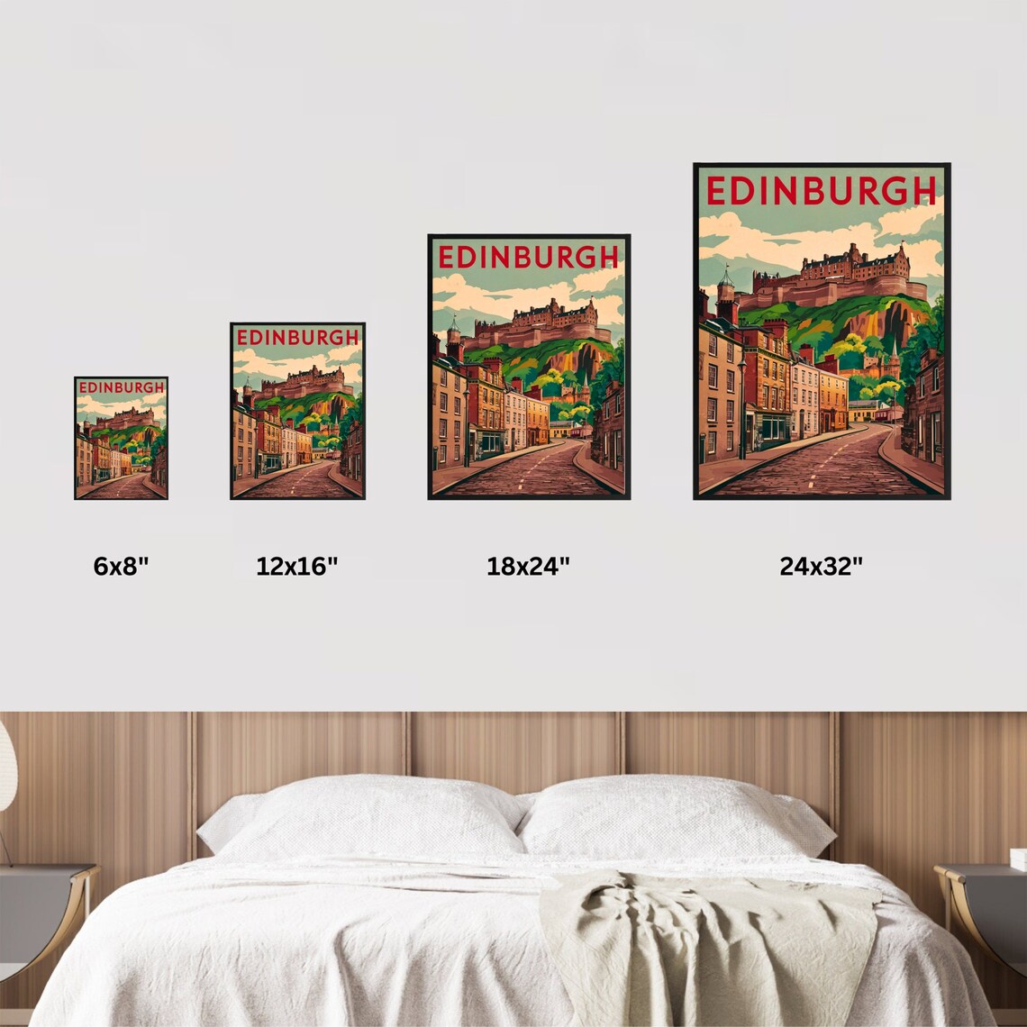Edinburgh Scotland Castle Rock Old Street Vintage Travel Poster - Image 4
