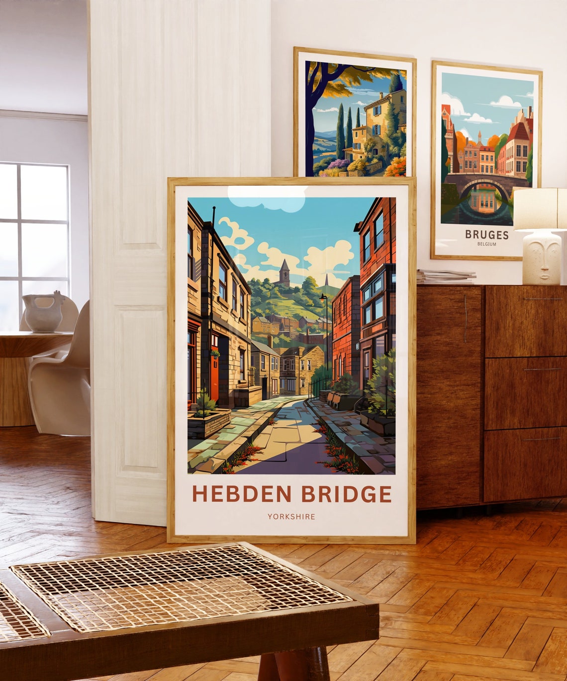 Hebden Bridge Yorkshire Steep Stone Street Historic Town Travel Poster - Image 5