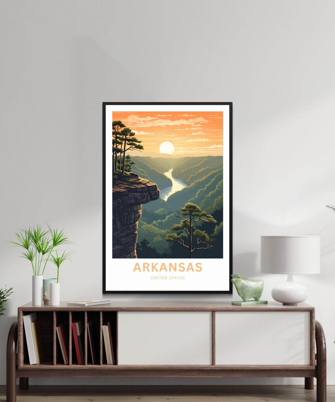 Arkansas Sunset Overlook River Valley Bluff Vintage Travel Poster - Image 2