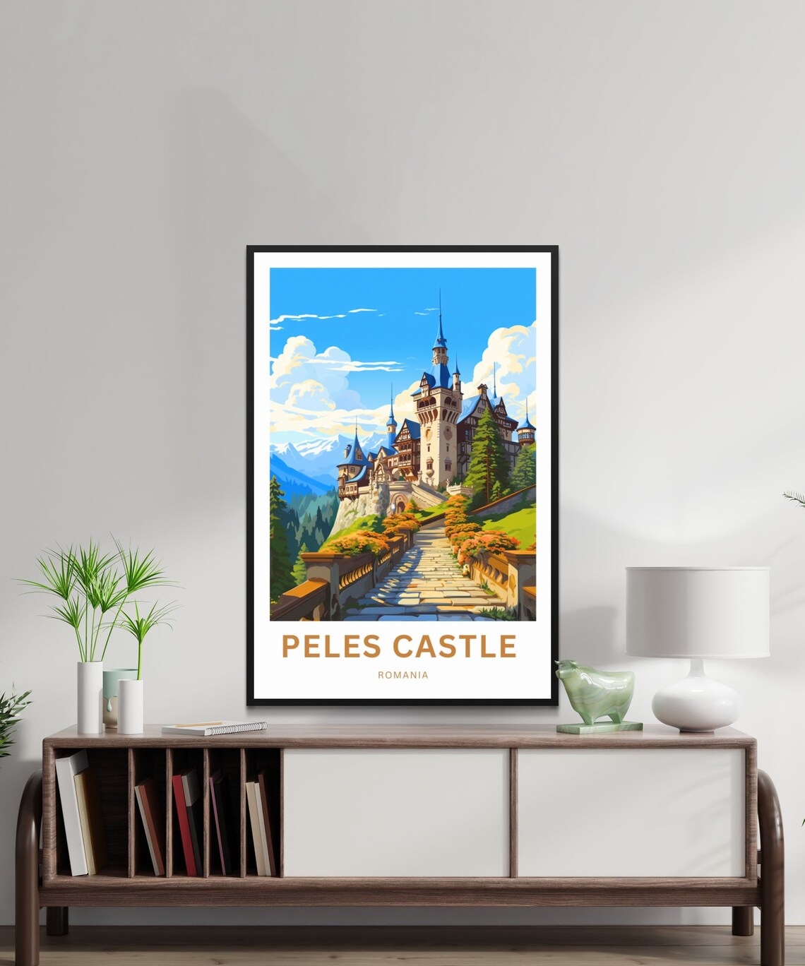 Peles Castle Romania Grand Fairytale Stone Stairway Castle Poster - Image 2