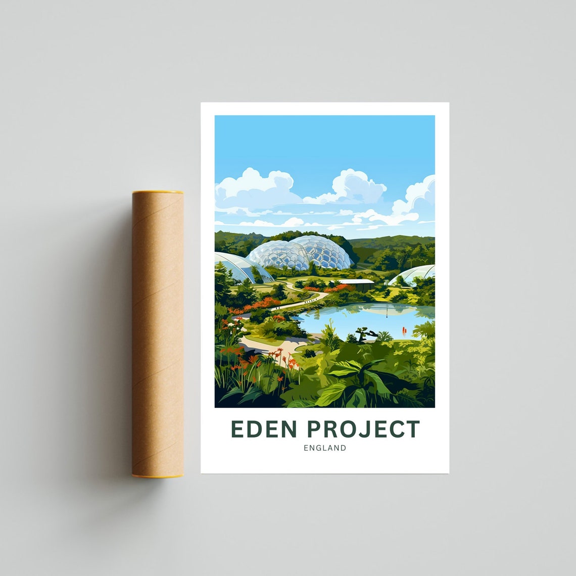 Eden Project England Botanical Biomes Gardens Cornwall Travel Poster - Image 4